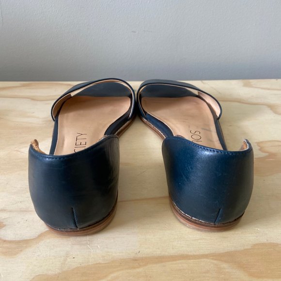 Sole Society Dark Blue Green Open Toe Flats Size 8 - Picture 4 of 6